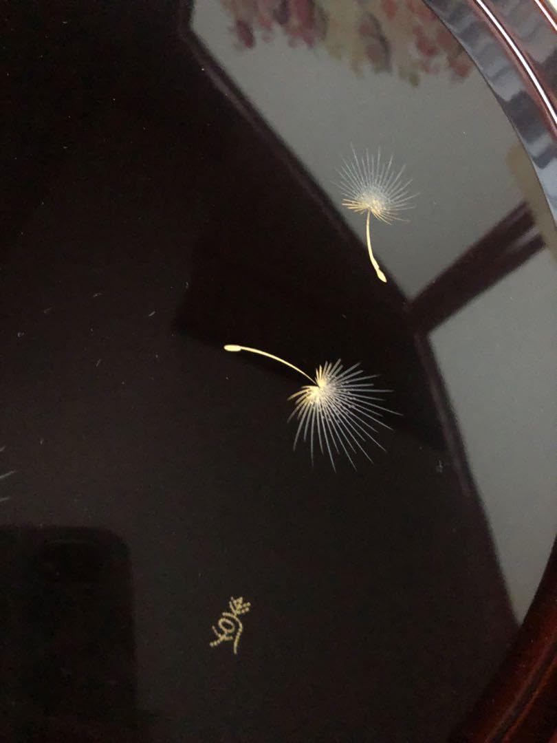 Amazon.co.jp: 輪島塗 綿毛沈金 溜塗 丸盆 藤野孝一郎氏作 共箱入